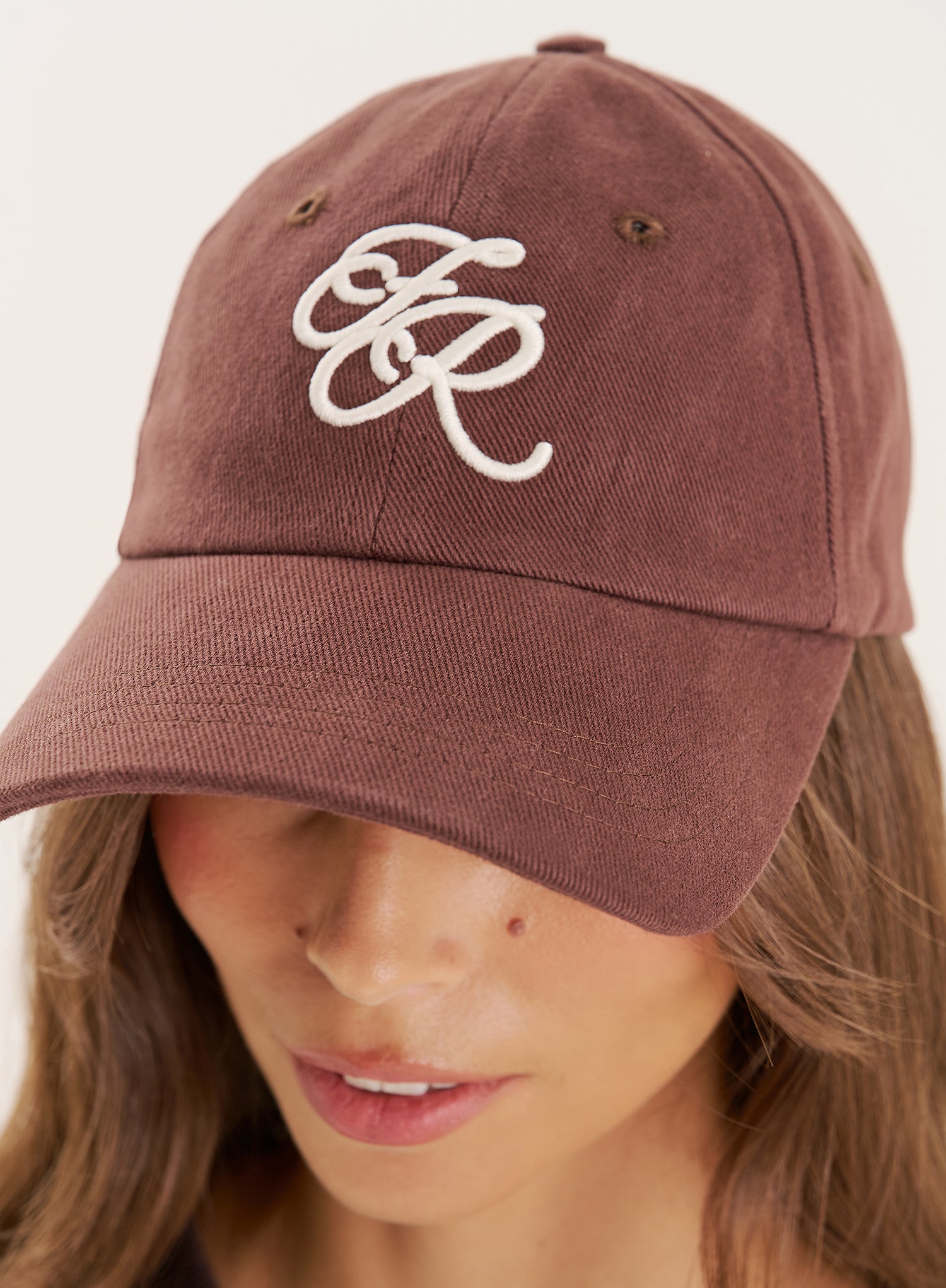 Brown Embroidered Logo Cap